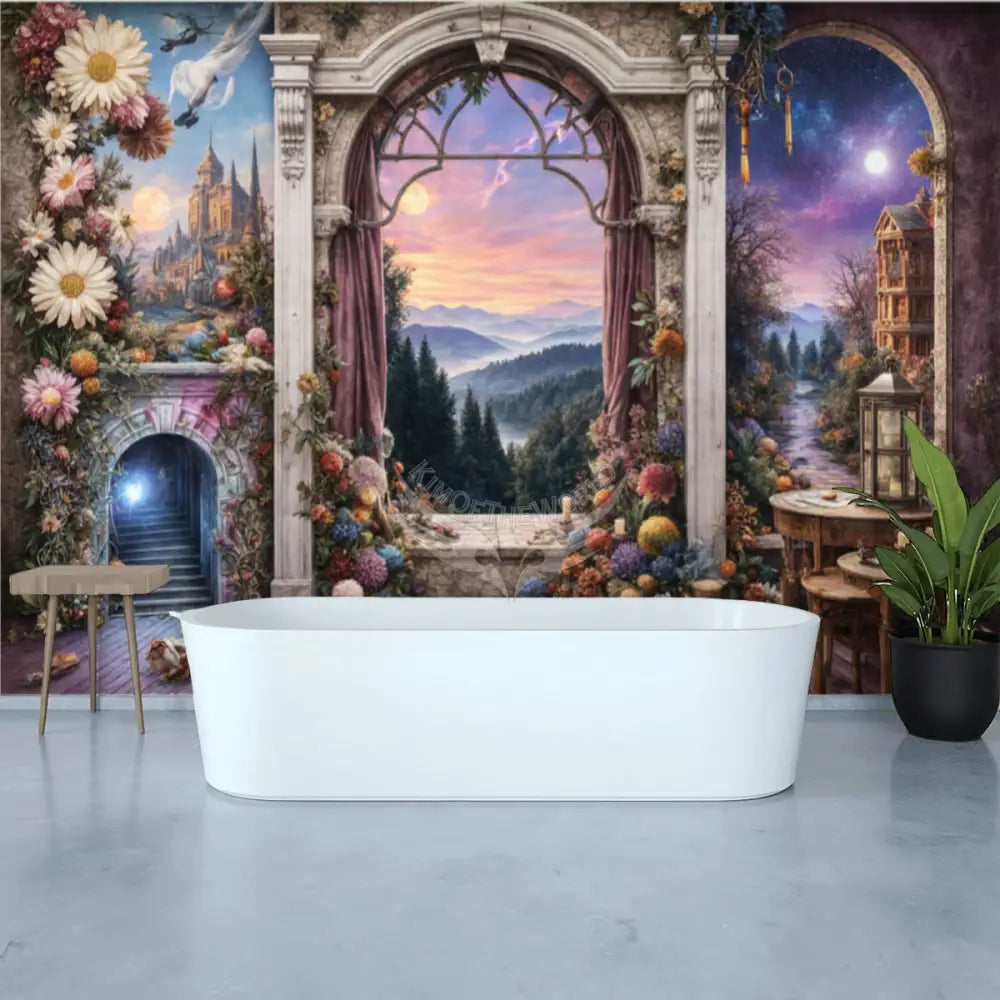 3D Fantasy Windows Unpasted Mural Wallpaper 144’’x100’’ - 144’’x100’’ - Wall Coverings