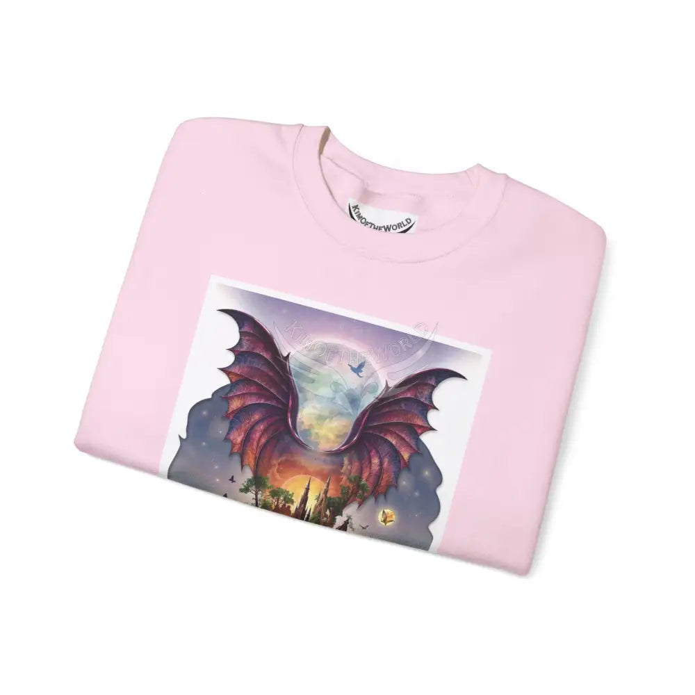 3D Fantasy Wing Scapes Signature Design Sweatshirt — Bat & Dragon Floral Landscape Crewneck Sweatshirt