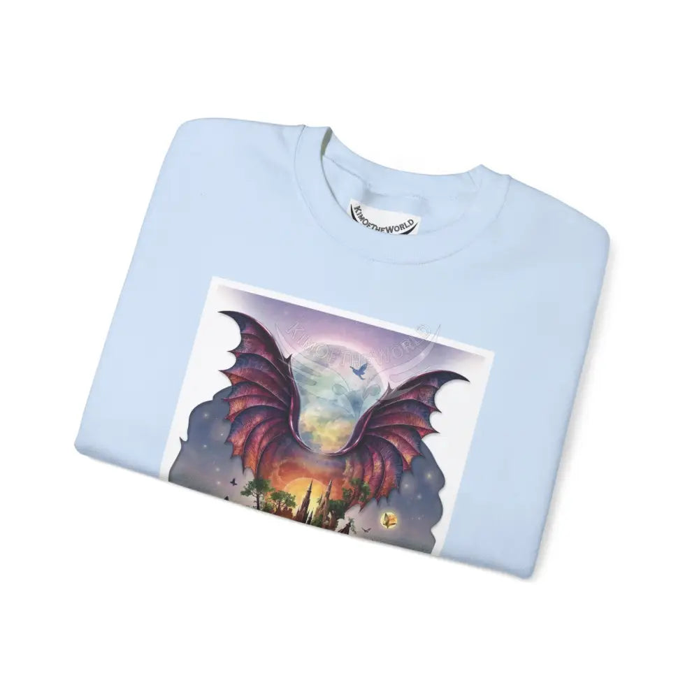 3D Fantasy Wing Scapes Signature Design Sweatshirt — Bat & Dragon Floral Landscape Crewneck Sweatshirt