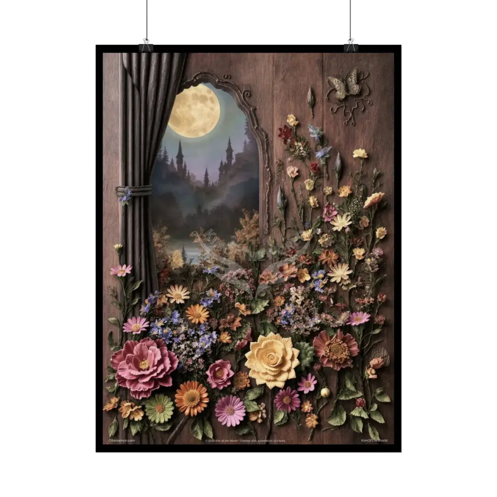 3D Floral Art Poster Series — ’KIM OF THE WORLD’ Rolled Poster with Earth-Toned Magic Window Poster