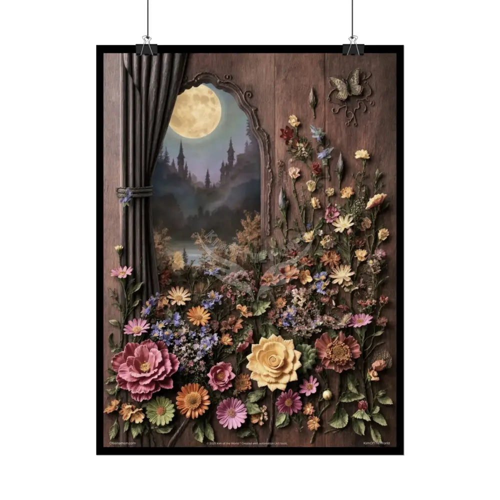 3D Floral Art Poster Series — ’KIM OF THE WORLD’ Rolled Poster with Earth-Toned Magic Window Poster