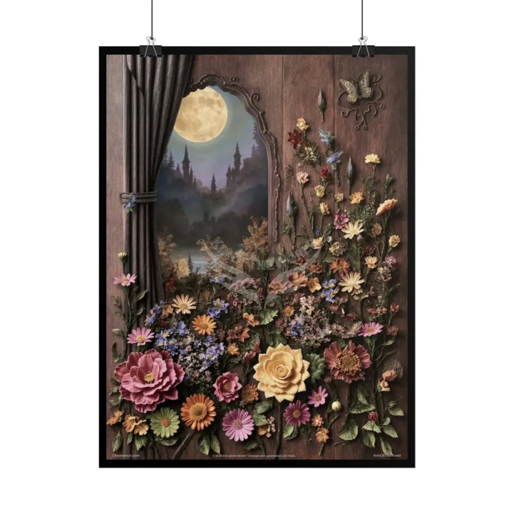 3D Floral Art Poster Series — ’KIM OF THE WORLD’ Rolled Poster with Earth-Toned Magic Window Poster