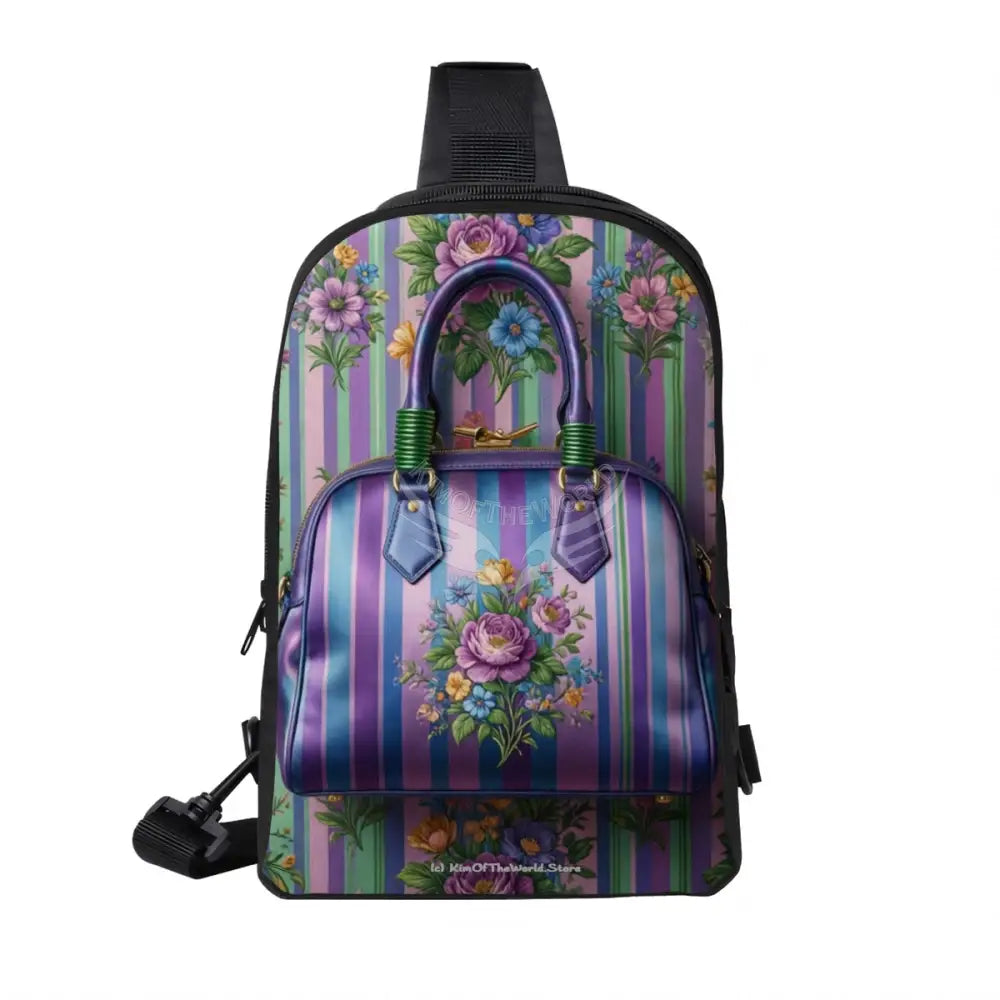 3D Floral Bag and Wallpaper Print Double Layer CrossBody Bag Chest Bag One Size Satchel