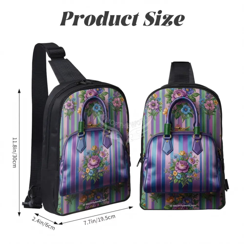 3D Floral Bag and Wallpaper Print Double Layer CrossBody Bag Chest Bag One Size Satchel