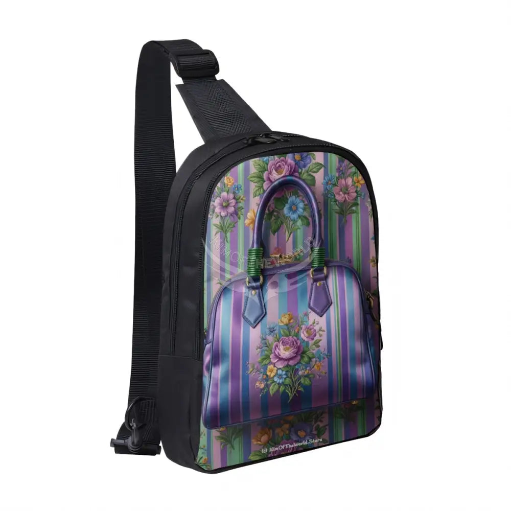 3D Floral Bag and Wallpaper Print Double Layer CrossBody Bag Chest Bag One Size Satchel
