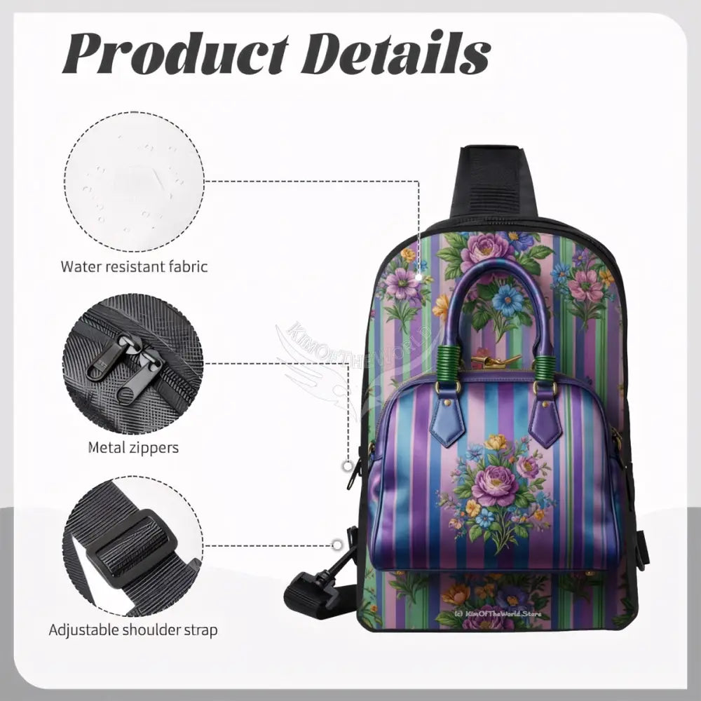 3D Floral Bag and Wallpaper Print Double Layer CrossBody Bag Chest Bag One Size Satchel