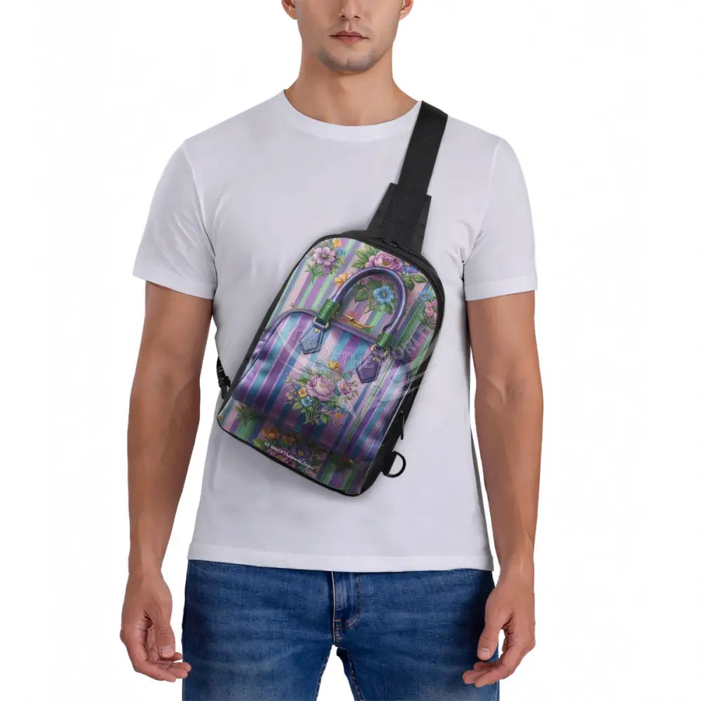 3D Floral Bag and Wallpaper Print Double Layer CrossBody Bag Chest Bag One Size Satchel