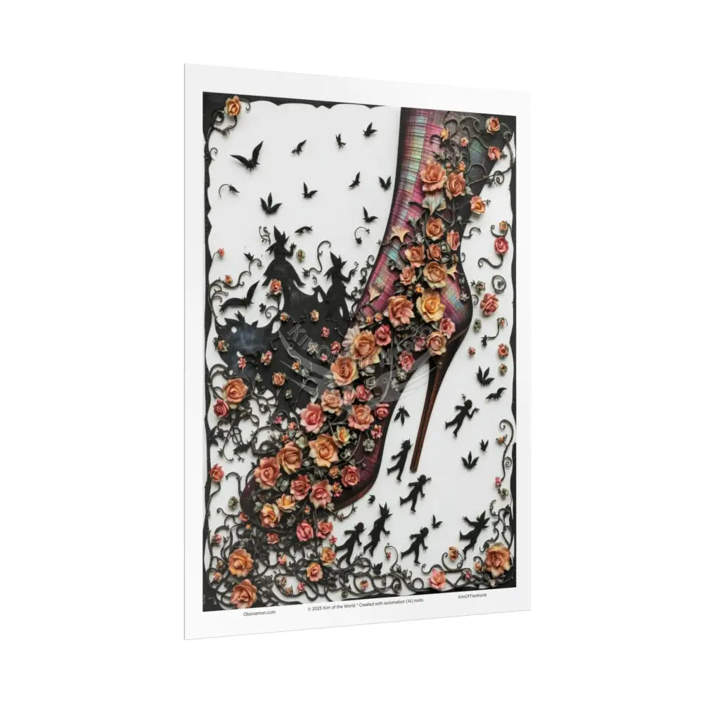 3D Floral Gothic Giant Stiletto Fantasy Art Print - Rolled Poster Poster