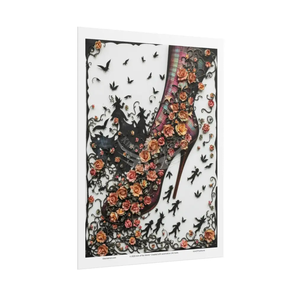 3D Floral Gothic Giant Stiletto Fantasy Art Print - Rolled Poster Poster