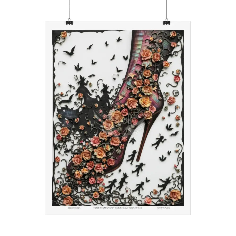 3D Floral Gothic Giant Stiletto Fantasy Art Print - Rolled Poster Poster
