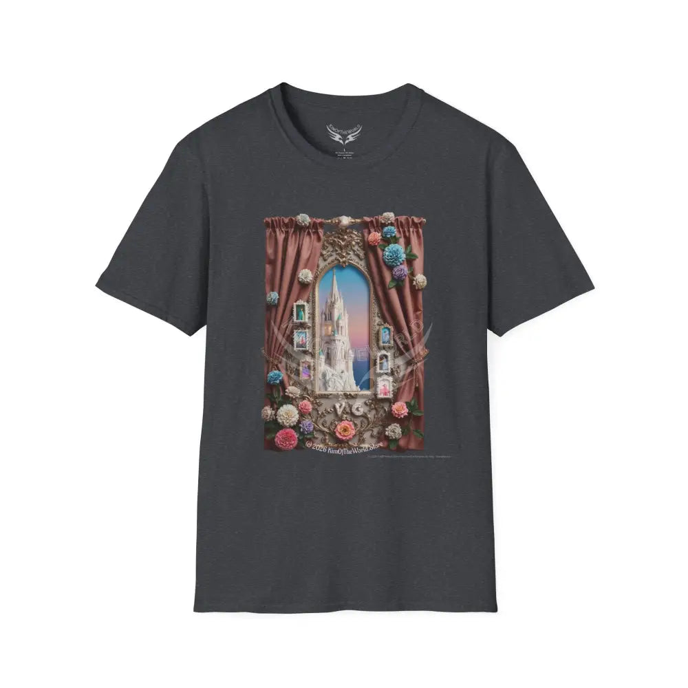 3D Floral Window Curtain Tee - Softstyle T-Shirt Dark Heather Grey / XS T-Shirt
