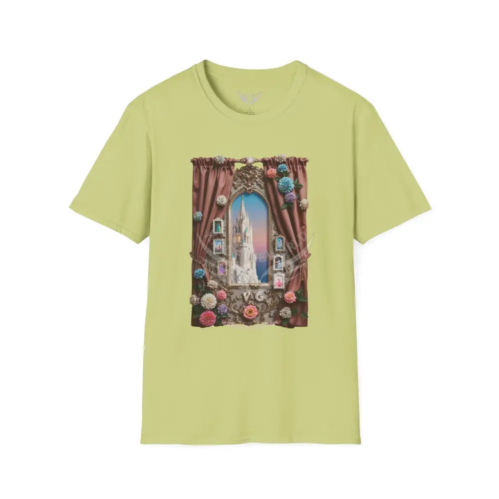 3D Floral Window Curtain Tee - Softstyle T-Shirt Pistachio / S T-Shirt