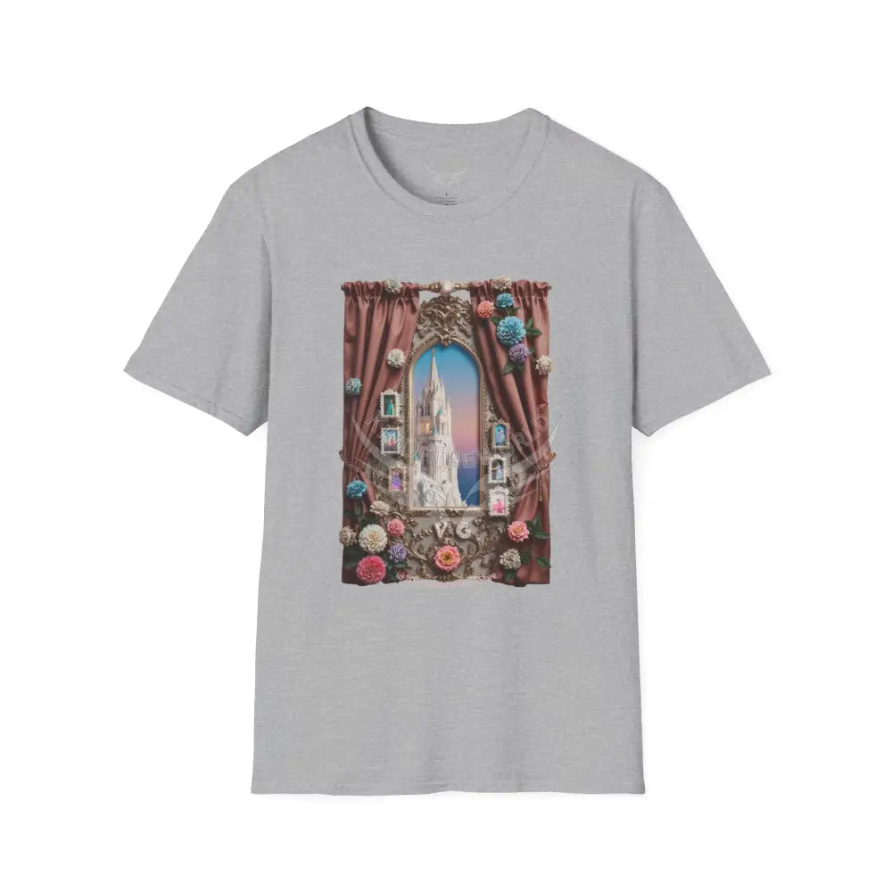3D Floral Window Curtain Tee - Softstyle T-Shirt Sport Grey / XS T-Shirt