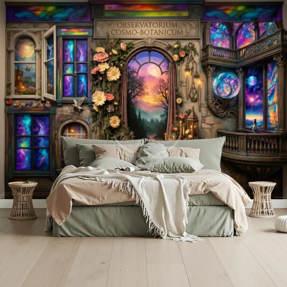 3D Floral Window Fantasy Unpasted Mural Wallpaper 144’’x100’’ - 144’’x100’’ - Wall Coverings