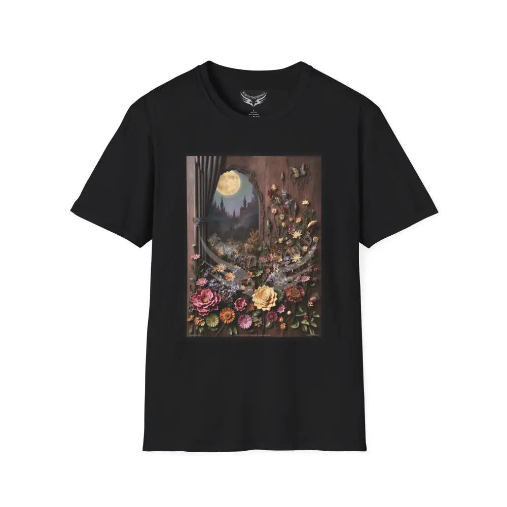 3D Floral Window - Softstyle T-Shirt Black / XS T-Shirt