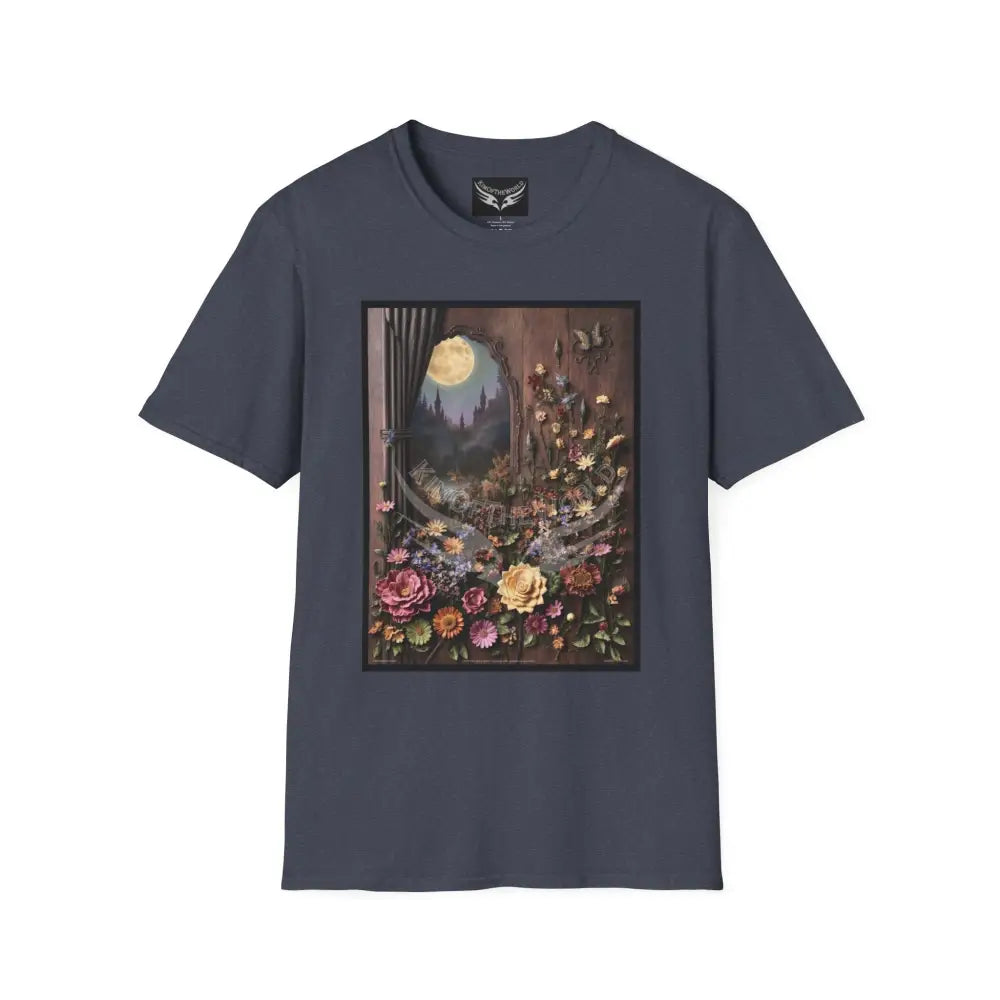 3D Floral Window - Softstyle T-Shirt Heather Navy / XS T-Shirt
