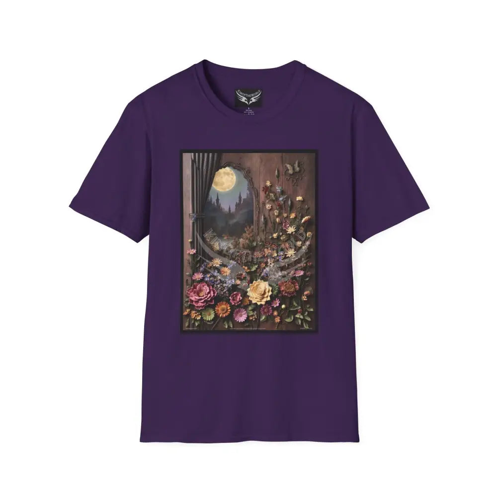 3D Floral Window - Softstyle T-Shirt Purple / S T-Shirt