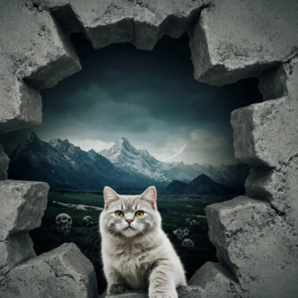 3D Fluffy Cat Meow Floof Breakout Wall Unpasted Mural Wallpaper 144’’x100’’ - 144’’x100’’ - Wall Coverings