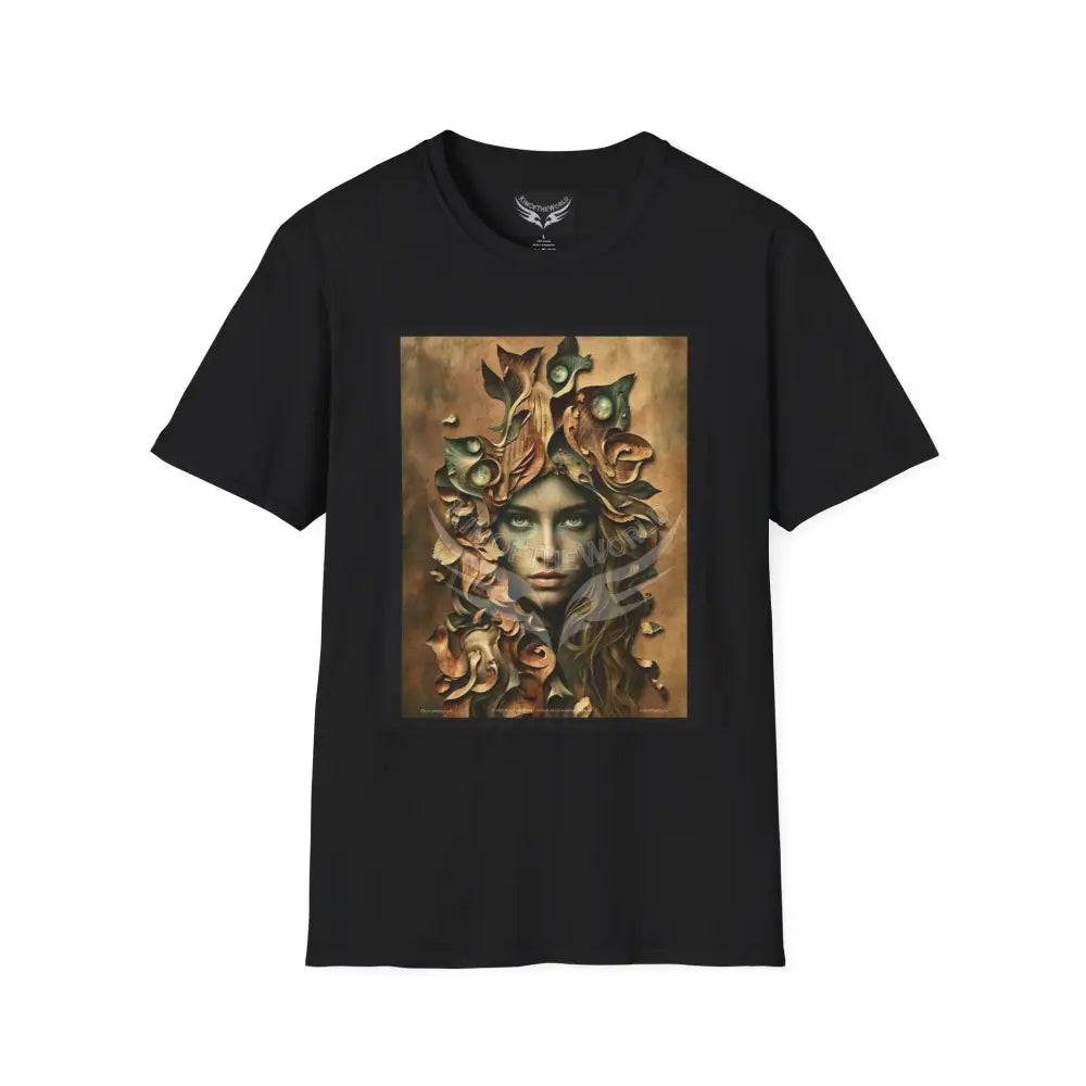 3D Forest Lady Portrait - Softstyle T-Shirt Black / XS T-Shirt