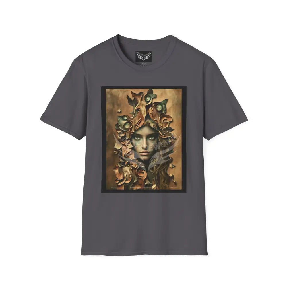 3D Forest Lady Portrait - Softstyle T-Shirt Charcoal / XS T-Shirt