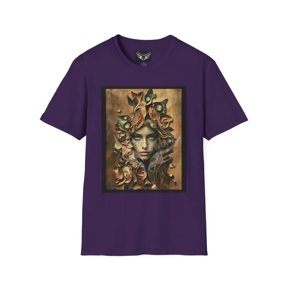 3D Forest Lady Portrait - Softstyle T-Shirt Purple / S T-Shirt