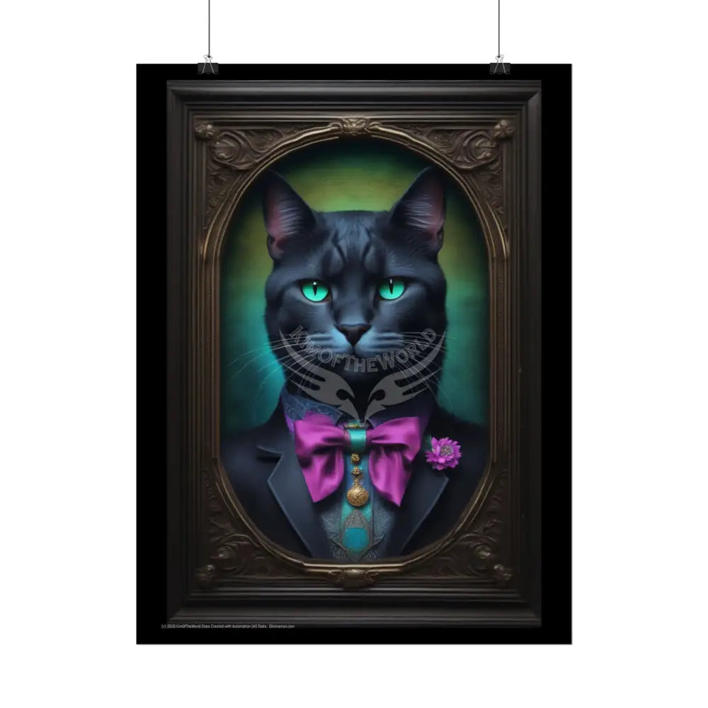 3D Framed Black Kitty Cat Unique Animal Portraits Rolled Poster — Cute Animals Wall Art Poster