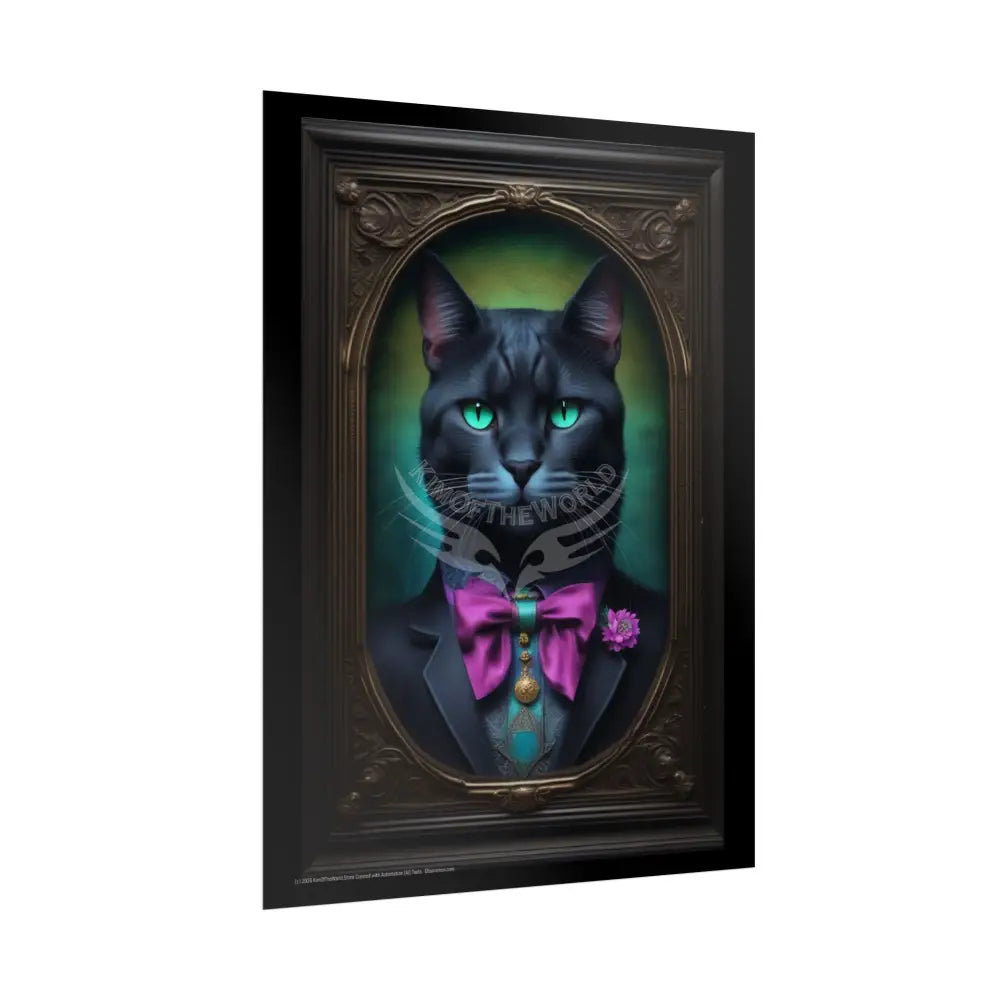 3D Framed Black Kitty Cat Unique Animal Portraits Rolled Poster — Cute Animals Wall Art Poster