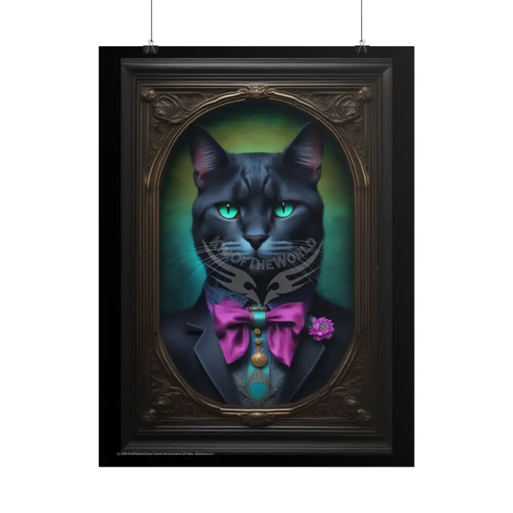 3D Framed Black Kitty Cat Unique Animal Portraits Rolled Poster — Cute Animals Wall Art Poster