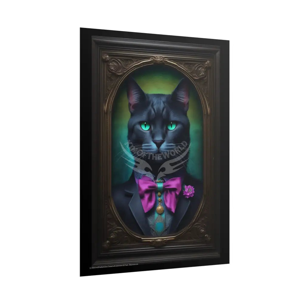 3D Framed Black Kitty Cat Unique Animal Portraits Rolled Poster — Cute Animals Wall Art Poster