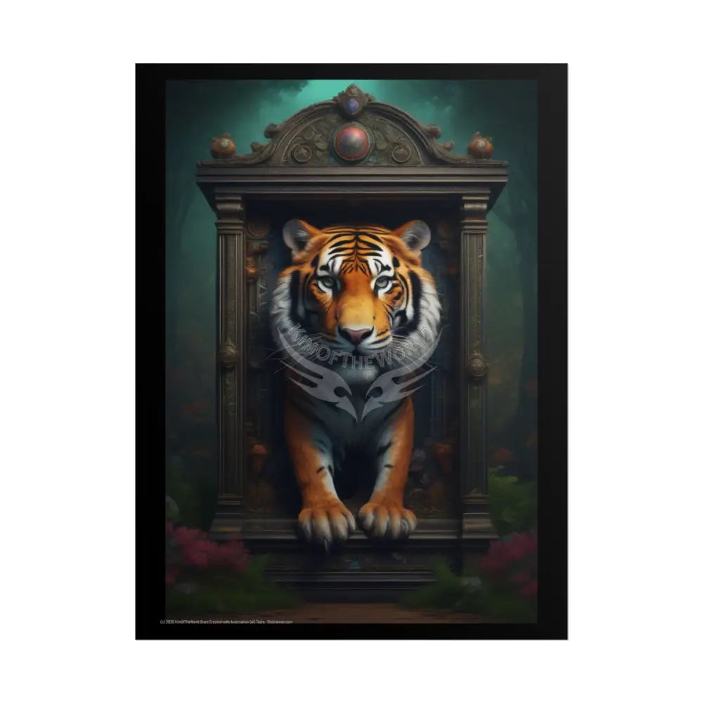 3D Framed Tiger Unique Animal Portraits Rolled Poster — Cute Wildlife Wall Art 18″ x 24″ (Vertical) / Matte Poster
