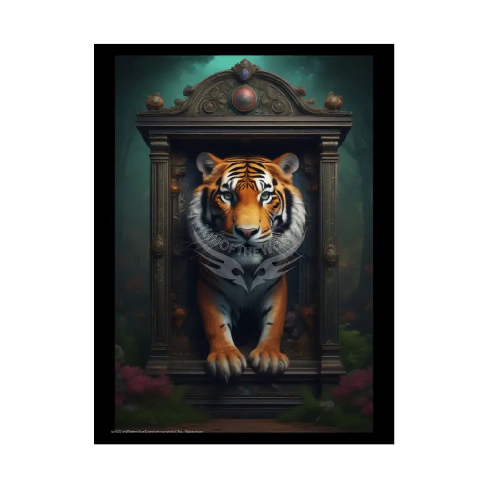 3D Framed Tiger Unique Animal Portraits Rolled Poster — Cute Wildlife Wall Art 18″ x 24″ (Vertical) / Semi Glossy Poster
