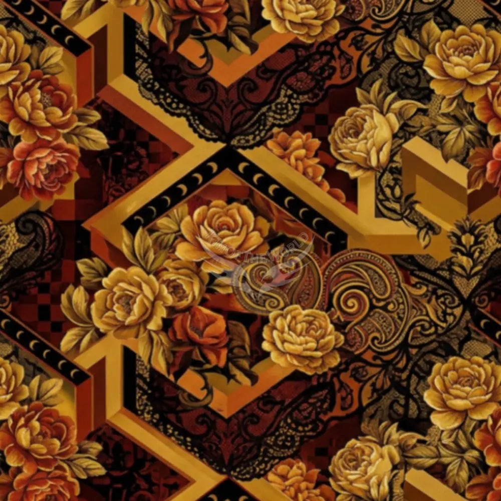 3D Geometric Floral Burnt Rust Interchangeable Unpasted Mural Wallpaper 144’’x100’’ 144’’x100’’ Wall Coverings