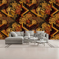 3D Geometric Floral Burnt Rust Interchangeable Unpasted Mural Wallpaper 144’’x100’’ 144’’x100’’ Wall Coverings