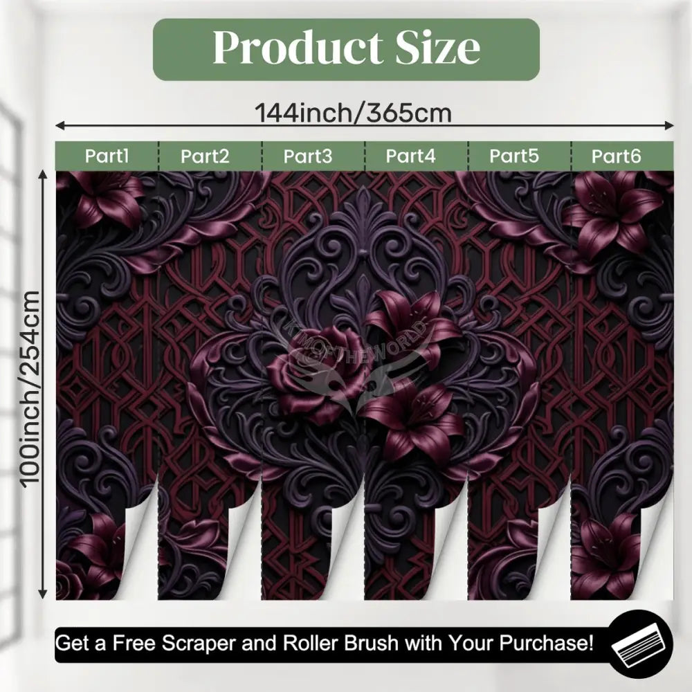 3D Giant Deep Satin Burgundy Unpasted Mural Wallpaper 144’’x100’’ 144’’x100’’ Wall Coverings