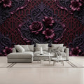 3D Giant Deep Satin Burgundy Unpasted Mural Wallpaper 144’’x100’’ 144’’x100’’ Wall Coverings