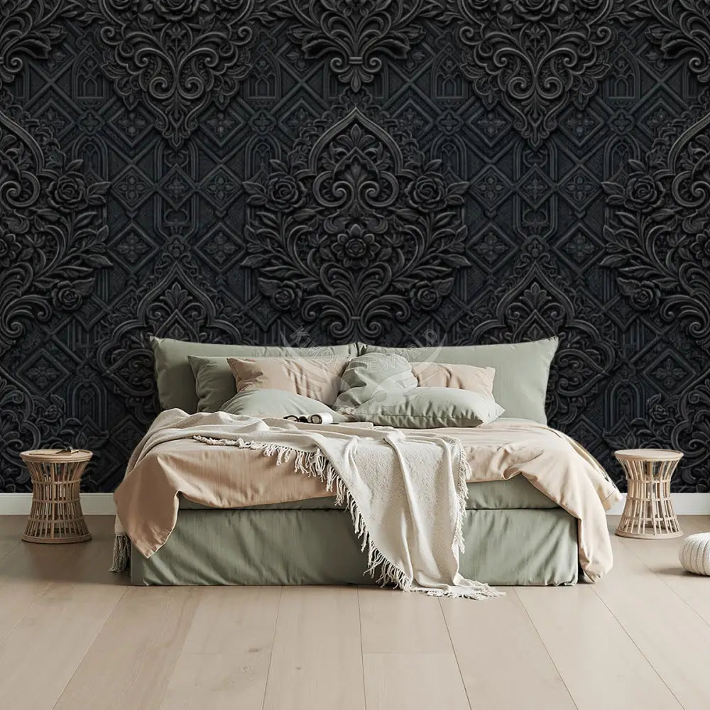 3D Goth Floral Print Unpasted Mural Wallpaper 144’’x100’’ - 144’’x100’’ - Wall Coverings