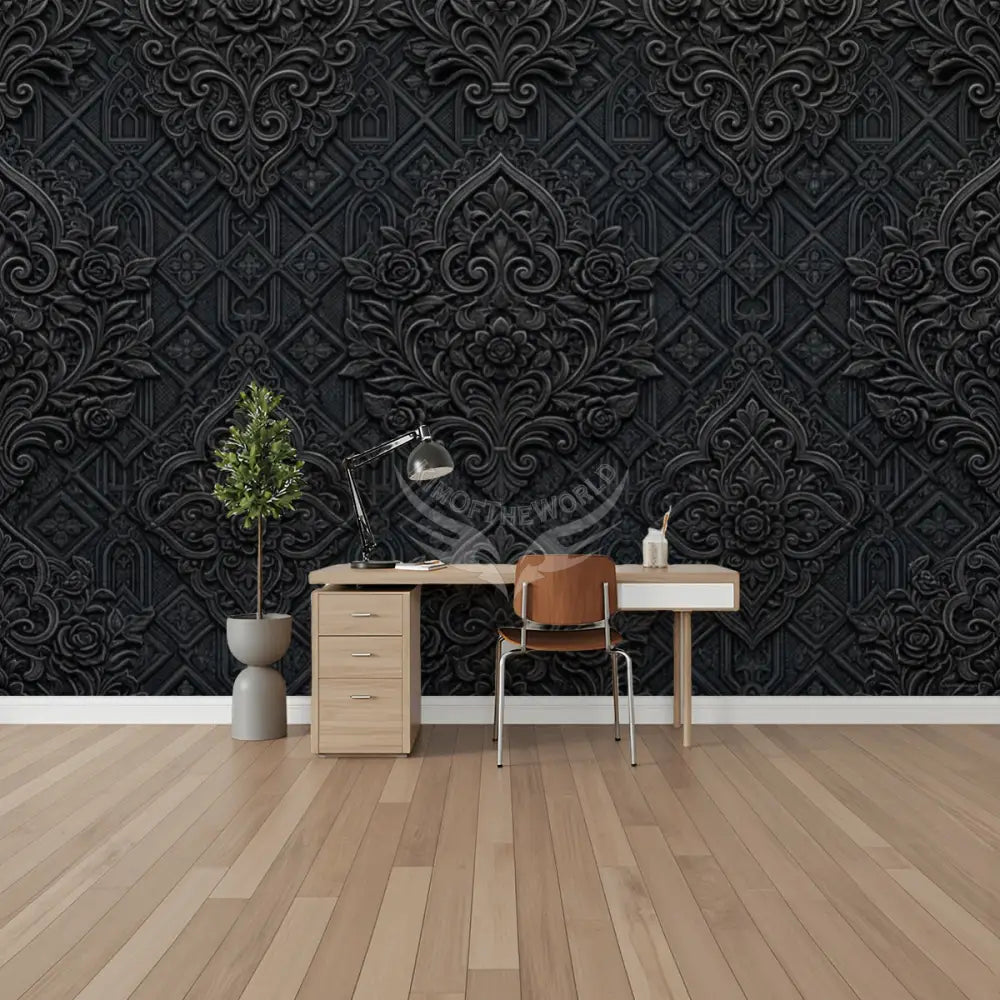 3D Goth Floral Print Unpasted Mural Wallpaper 144’’x100’’ - 144’’x100’’ - Wall Coverings