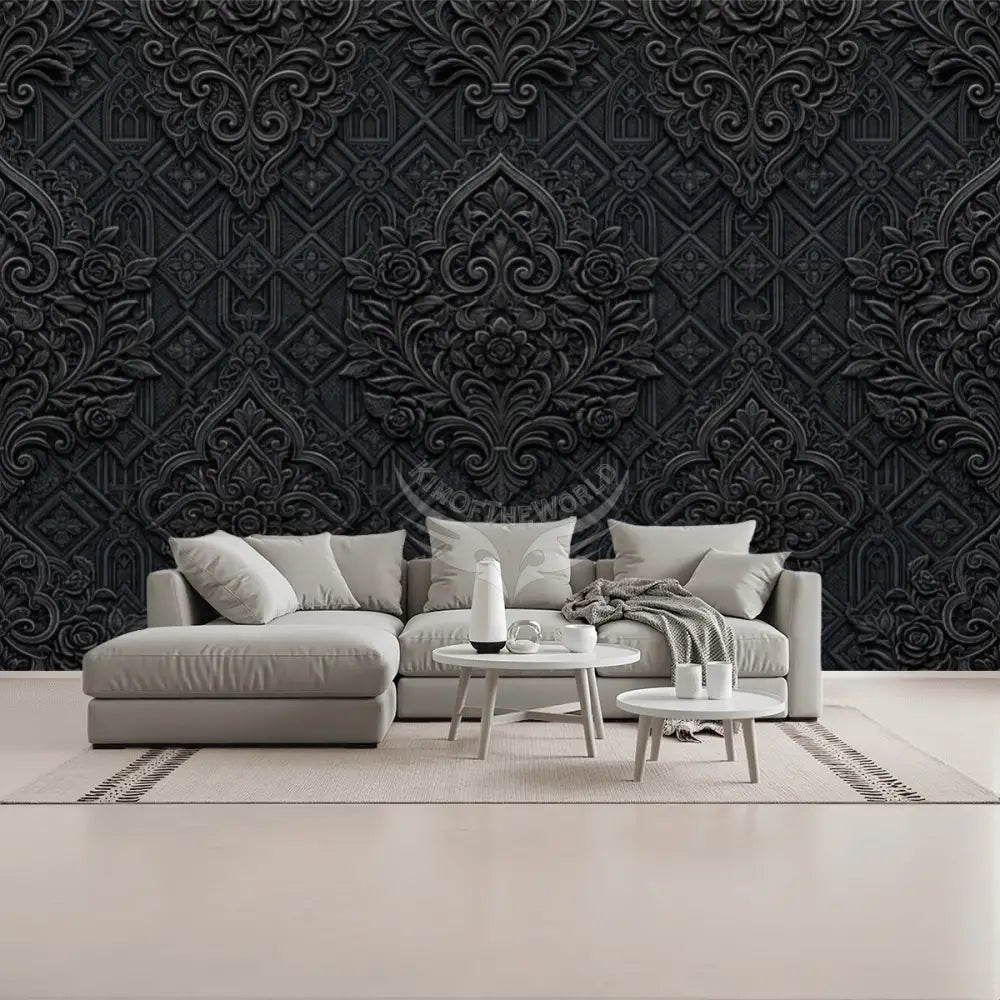 3D Goth Floral Print Unpasted Mural Wallpaper 144’’x100’’ - 144’’x100’’ - Wall Coverings