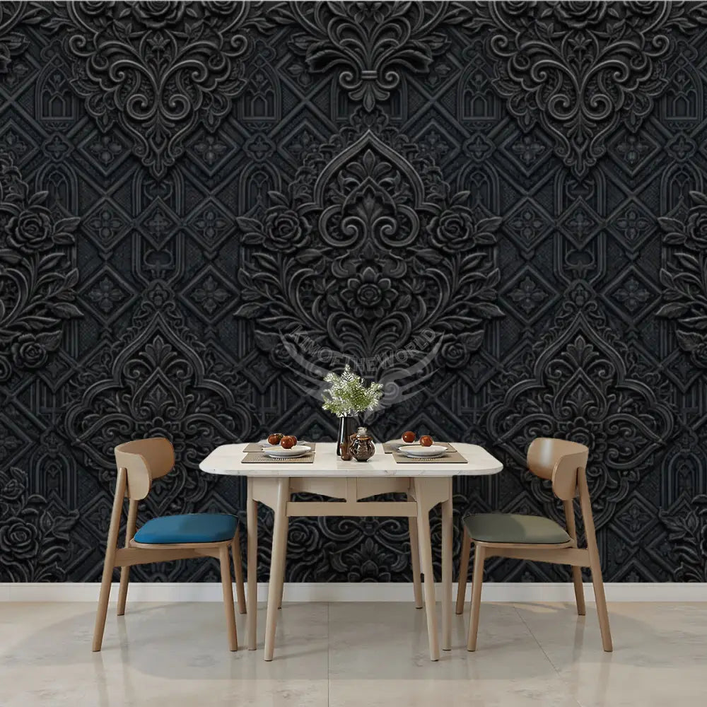 3D Goth Floral Print Unpasted Mural Wallpaper 144’’x100’’ - 144’’x100’’ - Wall Coverings