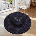 3D Gothic Bejeweled Black Spiked Crescent Moon Soft Round Area Rug with White Border 39.4’’x39.4’’ Rugs & Mats