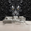 3D Gothic Black & White Tiger Unpasted Mural Wallpaper 144’’x100’’ - 144’’x100’’ - Wall Coverings
