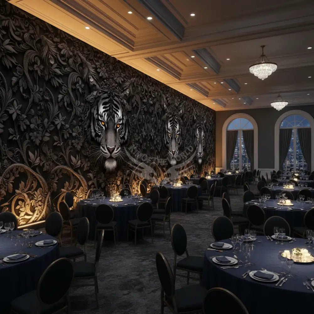 3D Gothic Black & White Tiger Unpasted Mural Wallpaper 144’’x100’’ - 144’’x100’’ - Wall Coverings