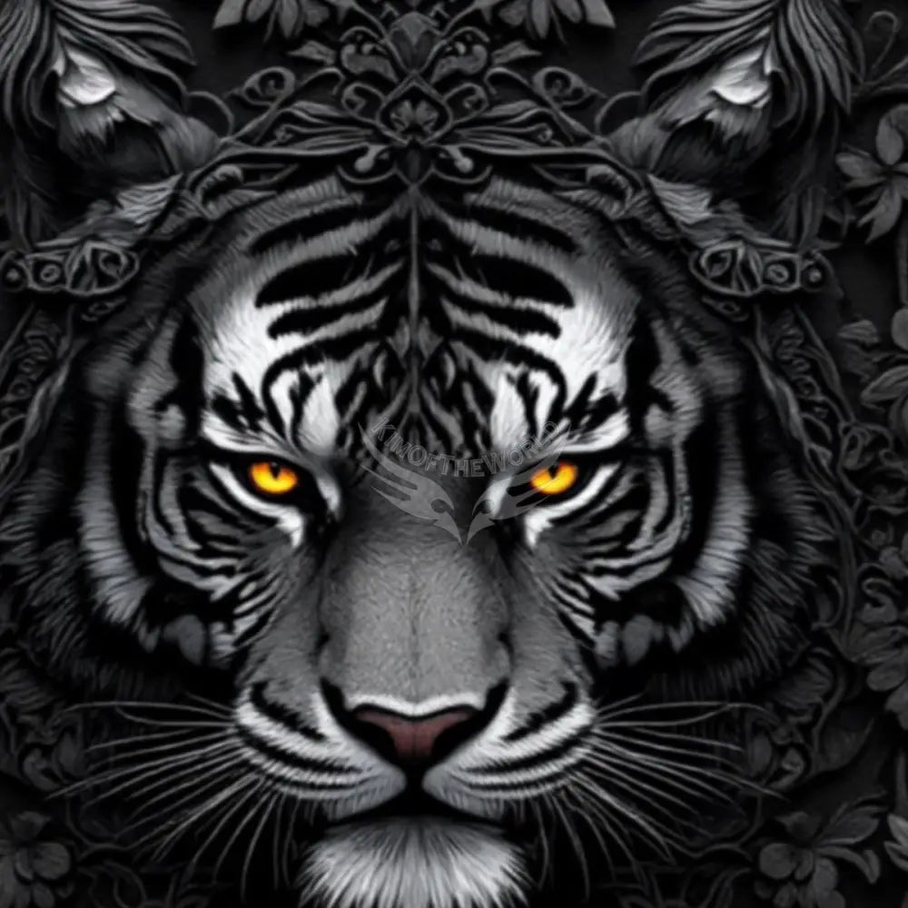 3D Gothic Black & White Tiger Unpasted Mural Wallpaper 144’’x100’’ - 144’’x100’’ - Wall Coverings