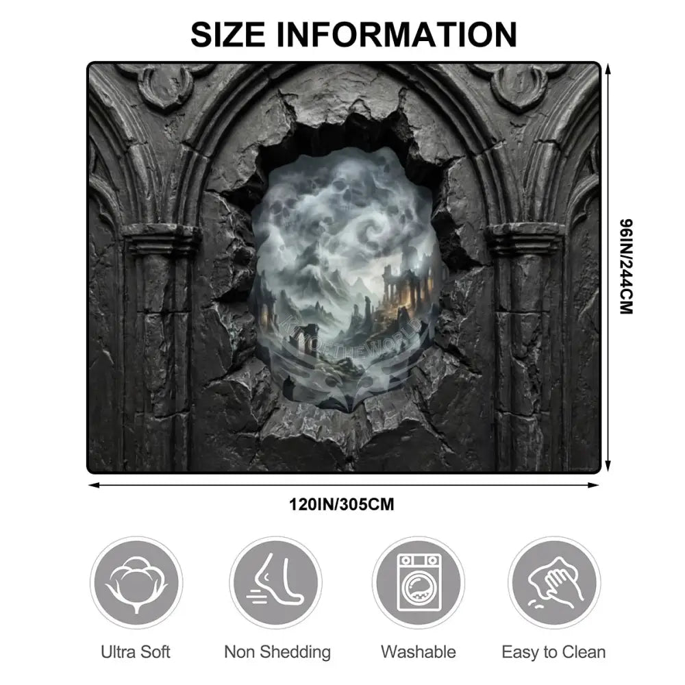 3D Gothic Break-Out Door Steampunk Ruin Skull Cloud 10 ft x 8 ft Large Area Rug Floor Carpet 120’’x96’’ Rugs & Mats