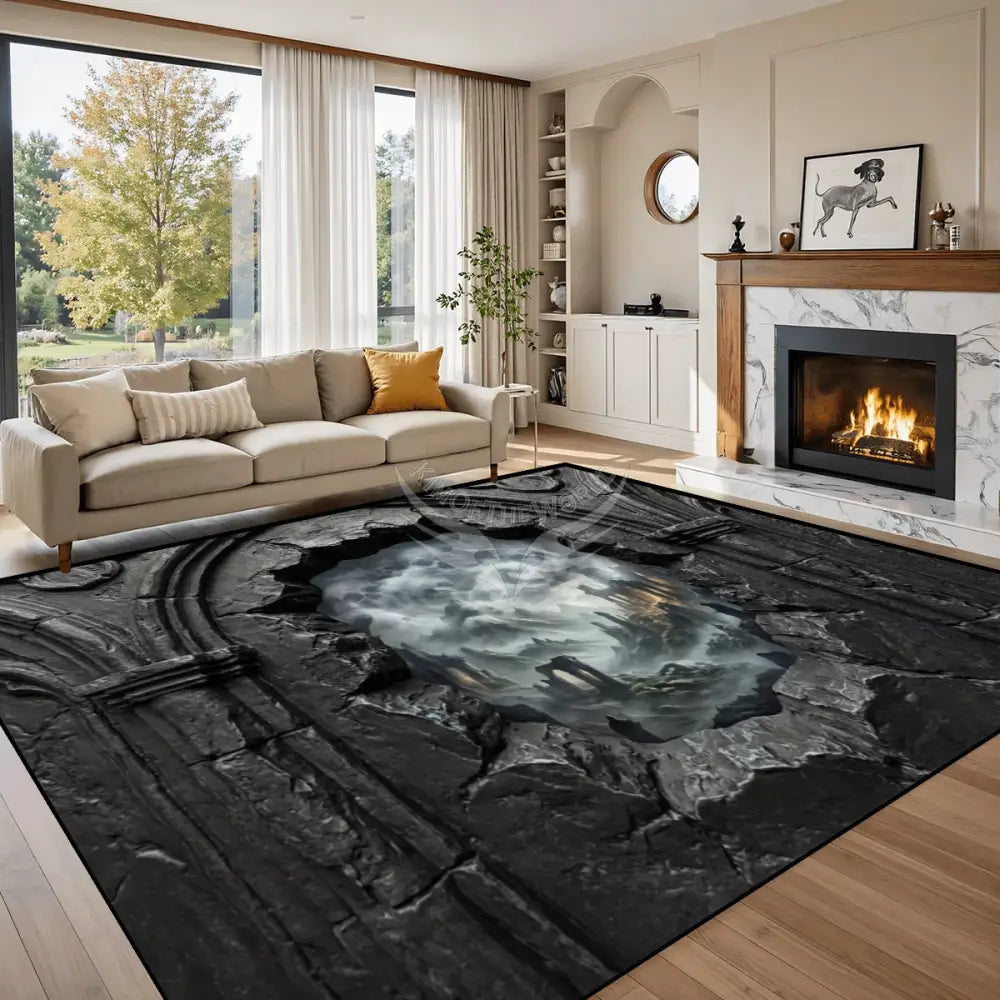 3D Gothic Break-Out Door Steampunk Ruin Skull Cloud 10 ft x 8 ft Large Area Rug Floor Carpet 120’’x96’’ Rugs & Mats