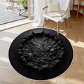 3D Gothic Breakout Haunted Skulls Horror Halloween All Year Black Soft Round Area Rug with White Border 39.4’’x39.4’’