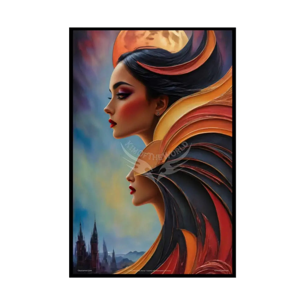 3D Gothic Orange Satin Oil Painting Poster — Rolled poster Art Print Lady oil painting southwestern poster set 24’’ x