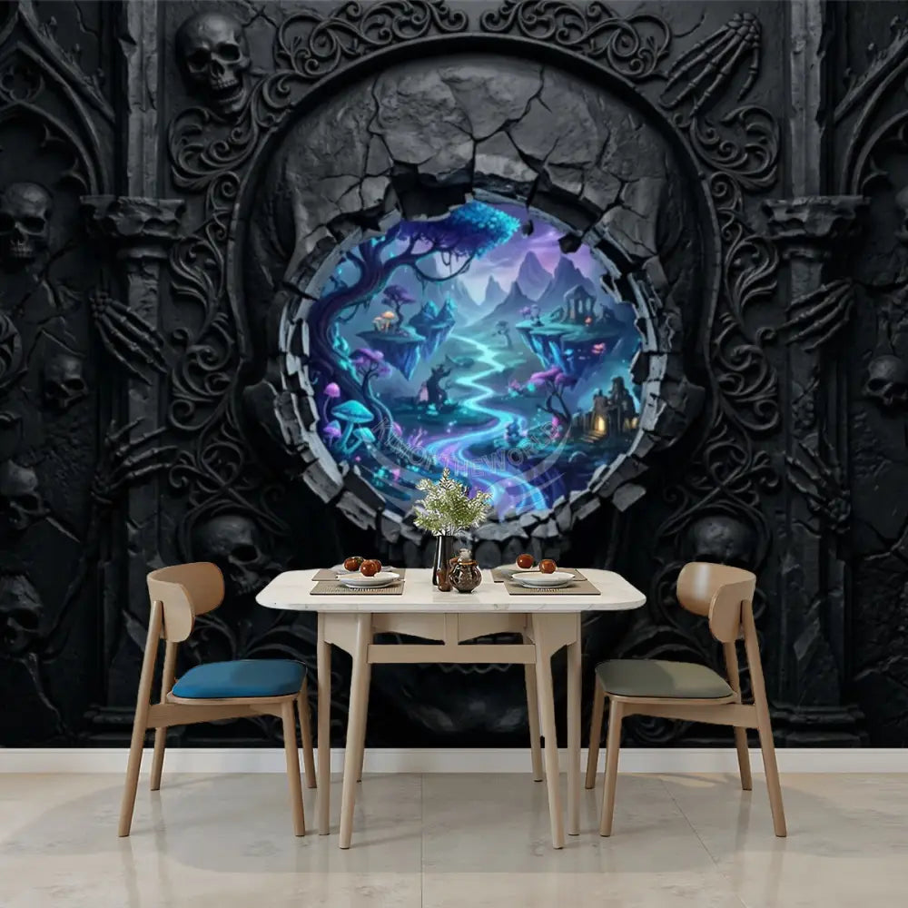 3D Gothic Skull Unpasted Mural Wallpaper 144’’x100’’ 144’’x100’’ Wall Coverings