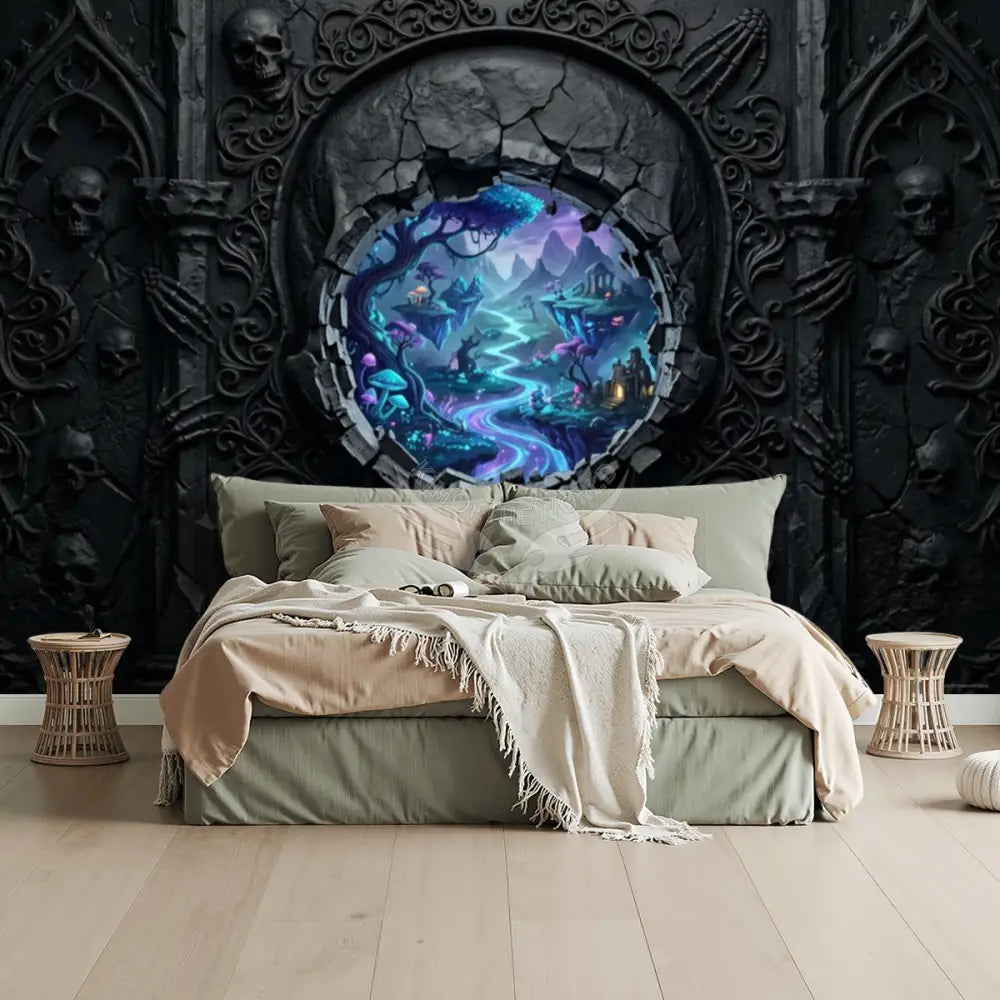 3D Gothic Skull Unpasted Mural Wallpaper 144’’x100’’ 144’’x100’’ Wall Coverings