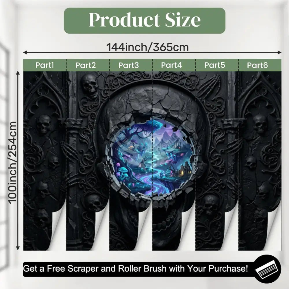 3D Gothic Skull Unpasted Mural Wallpaper 144’’x100’’ 144’’x100’’ Wall Coverings